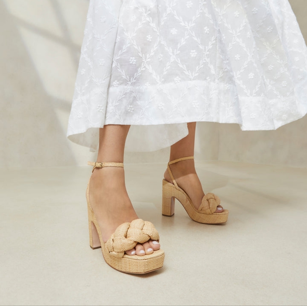 Loeffler Randall Natural Fae Platform Puffy Braided Sandals